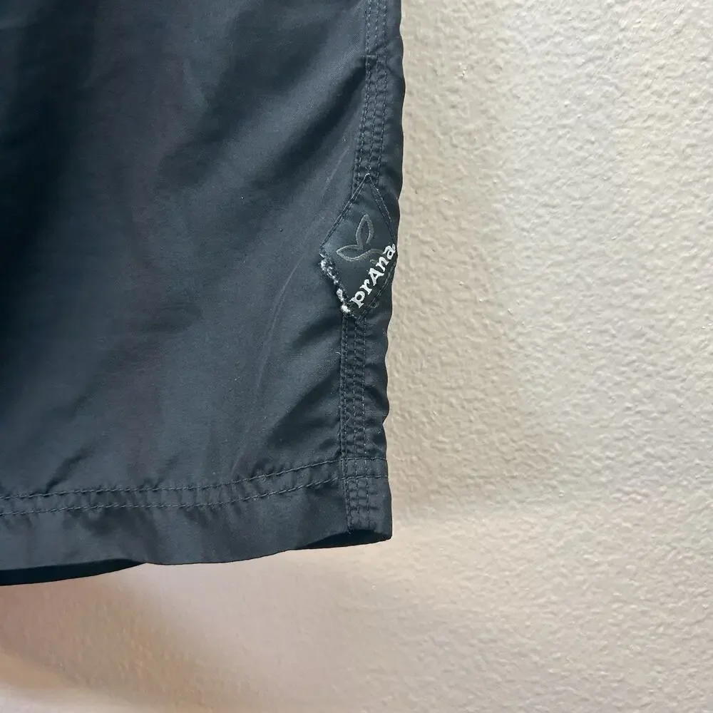 Prana Lightweight Black Elastic Outdoor Logo Hiking SZ S‎ Run Jog Men’s Shorts